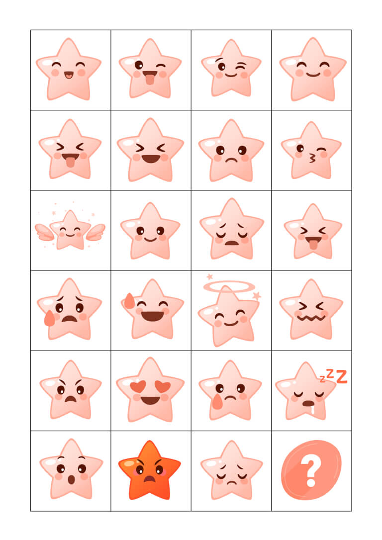 Flash cards «Funny stars» - Download or print for free