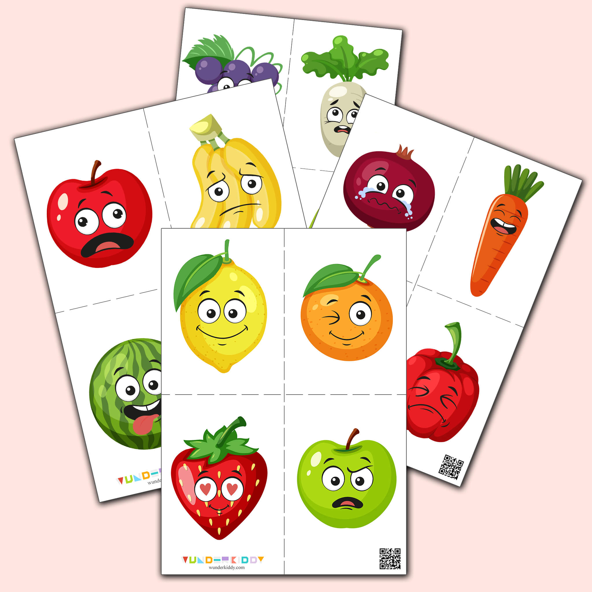 Lernkarten «Fröhliches Obst, Gemüse und Beeren»