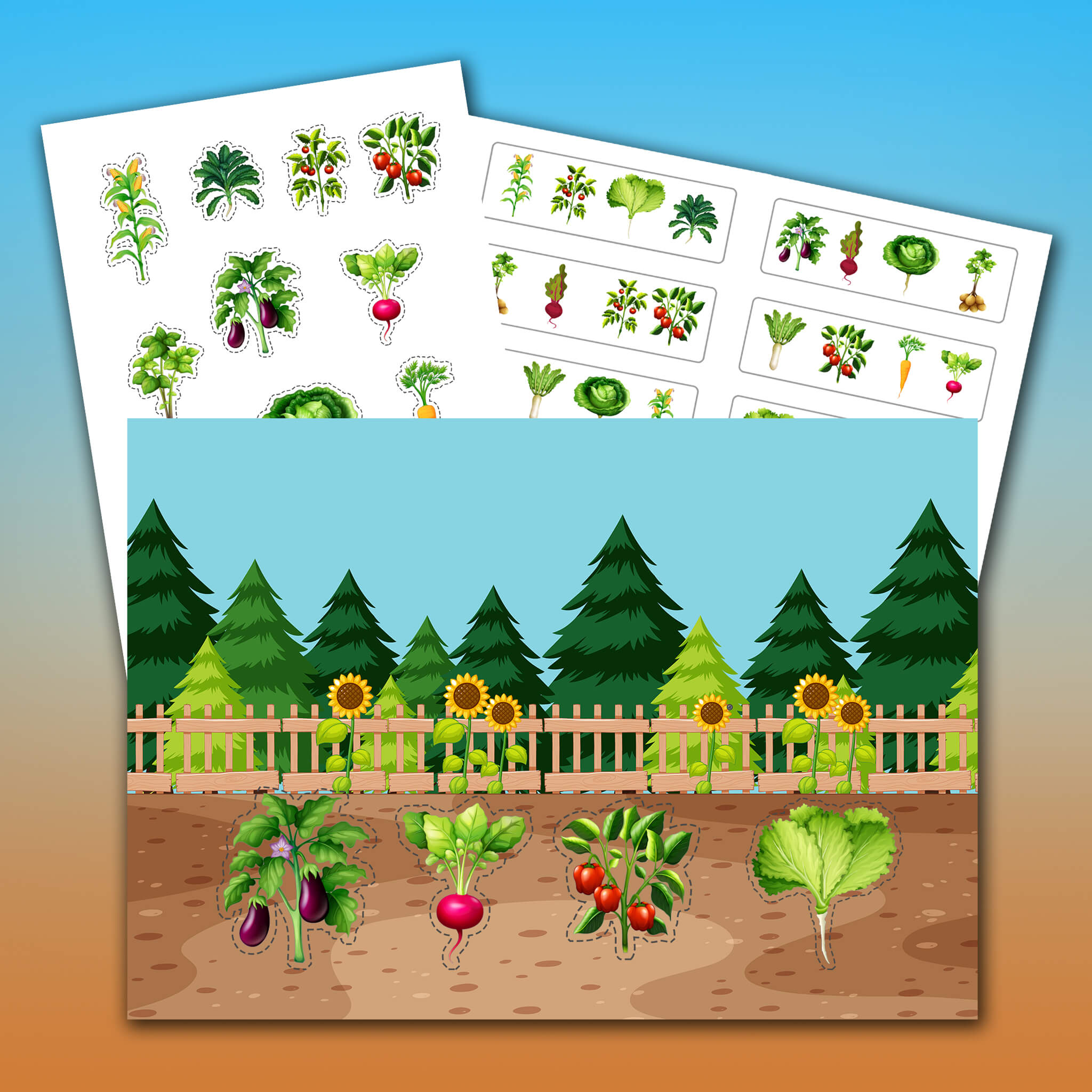 A Vegetable Garden Kids Coloring Sheet