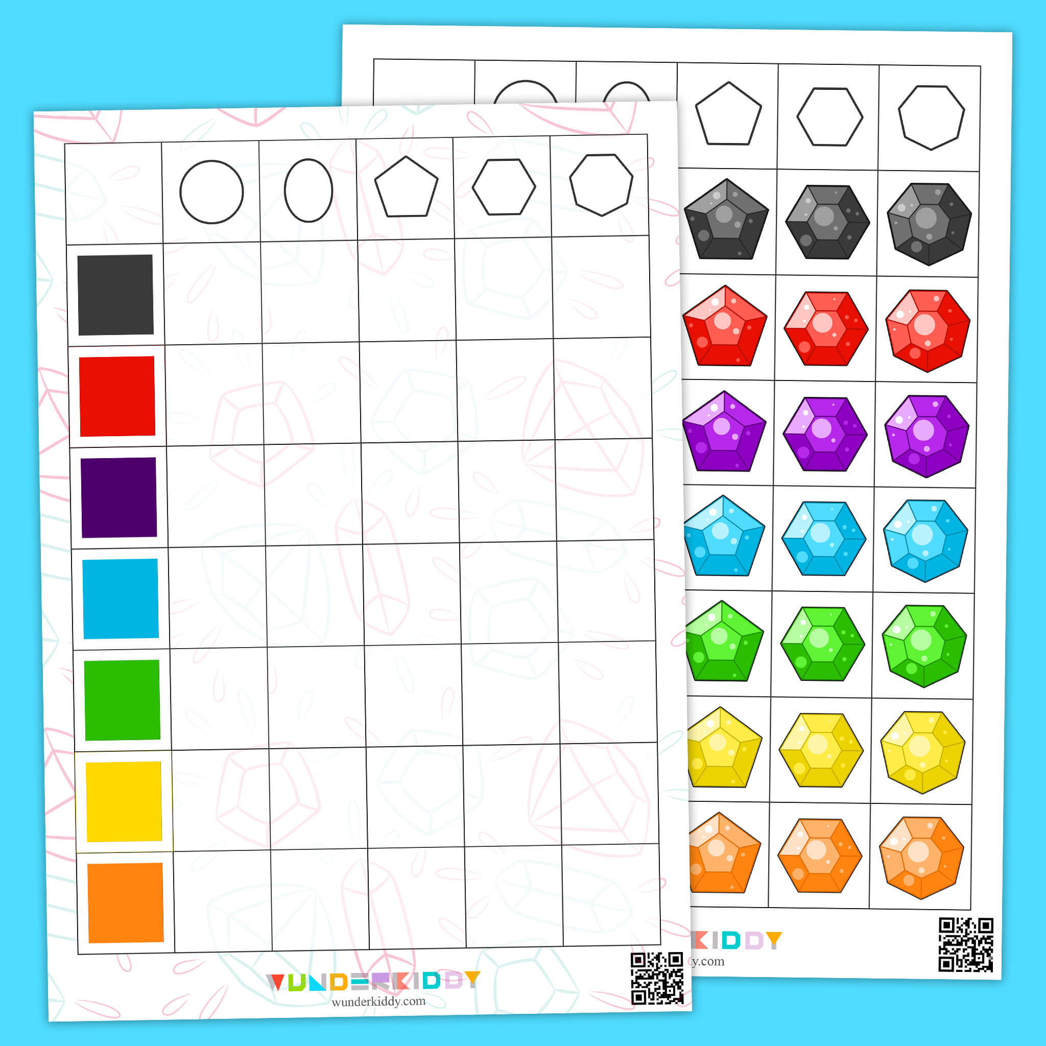 Gemstone Color and Shape Sorting Activity
