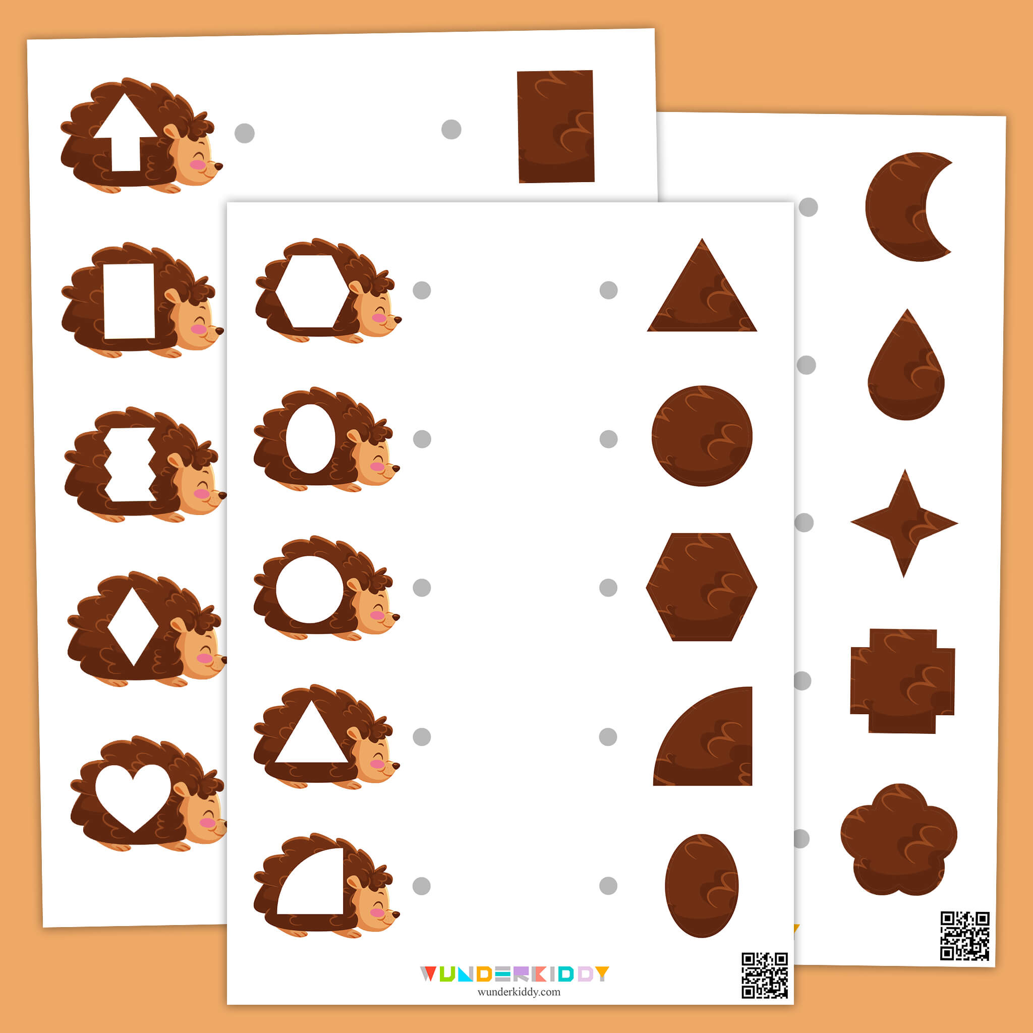 Hedgehog Geometric Shapes Worksheets