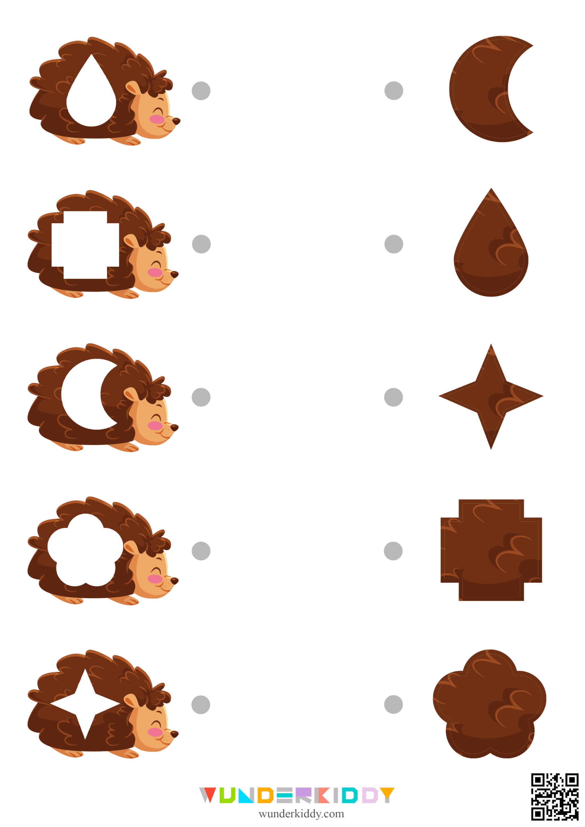 Hedgehog Geometric Shapes Worksheets - Image 2