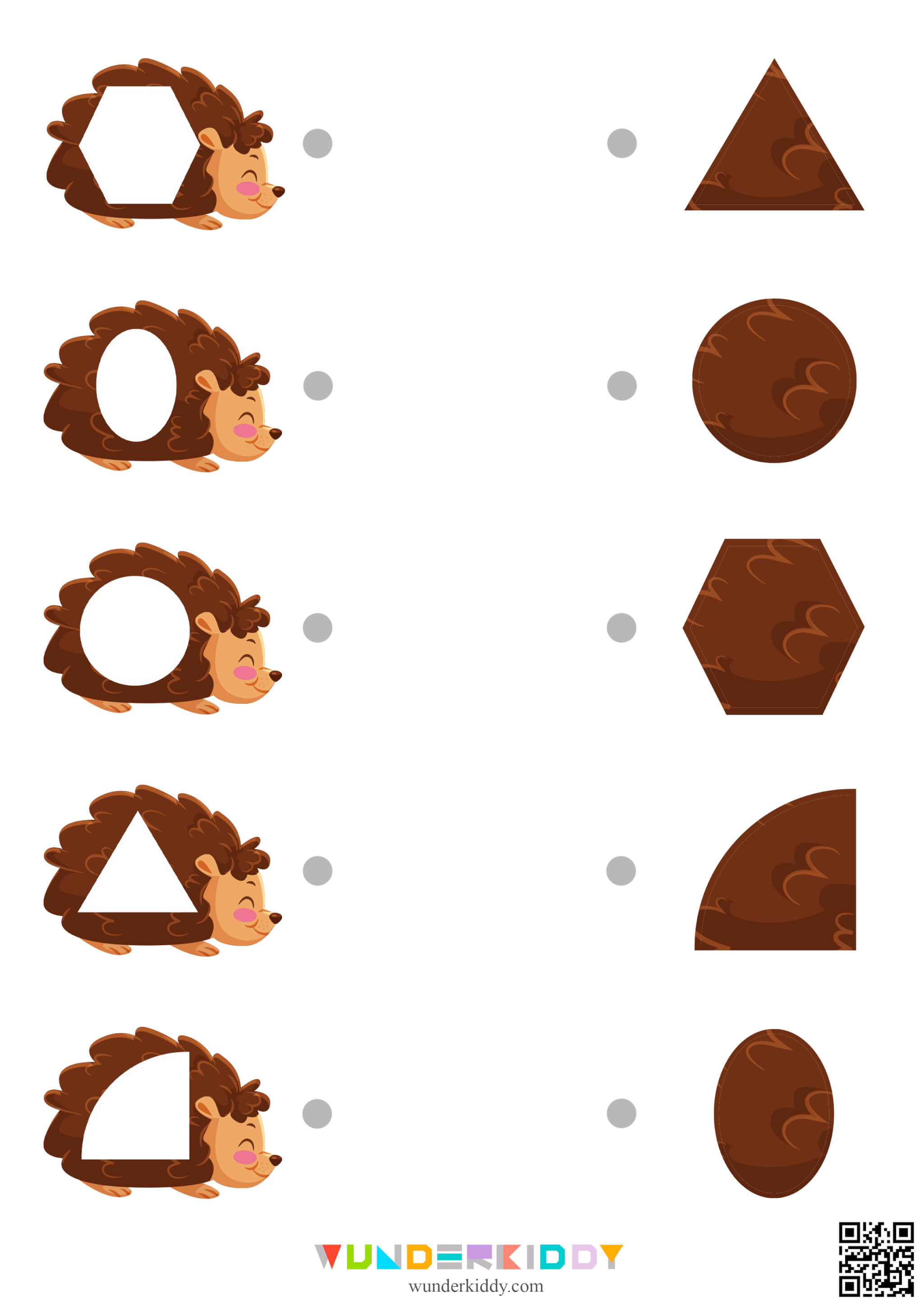 Hedgehog Geometric Shapes Worksheets - Image 3