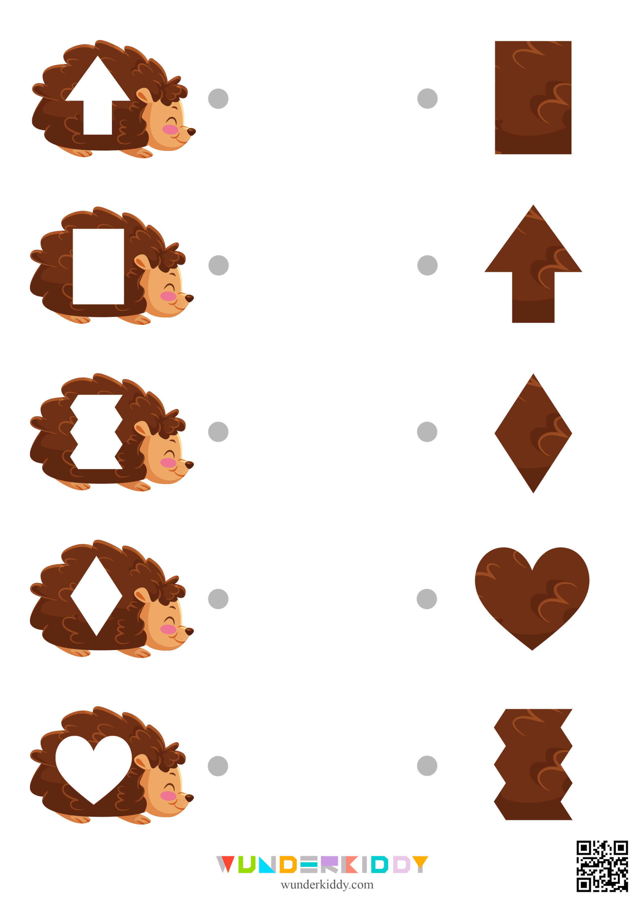 Hedgehog Geometric Shapes Worksheets - Image 4