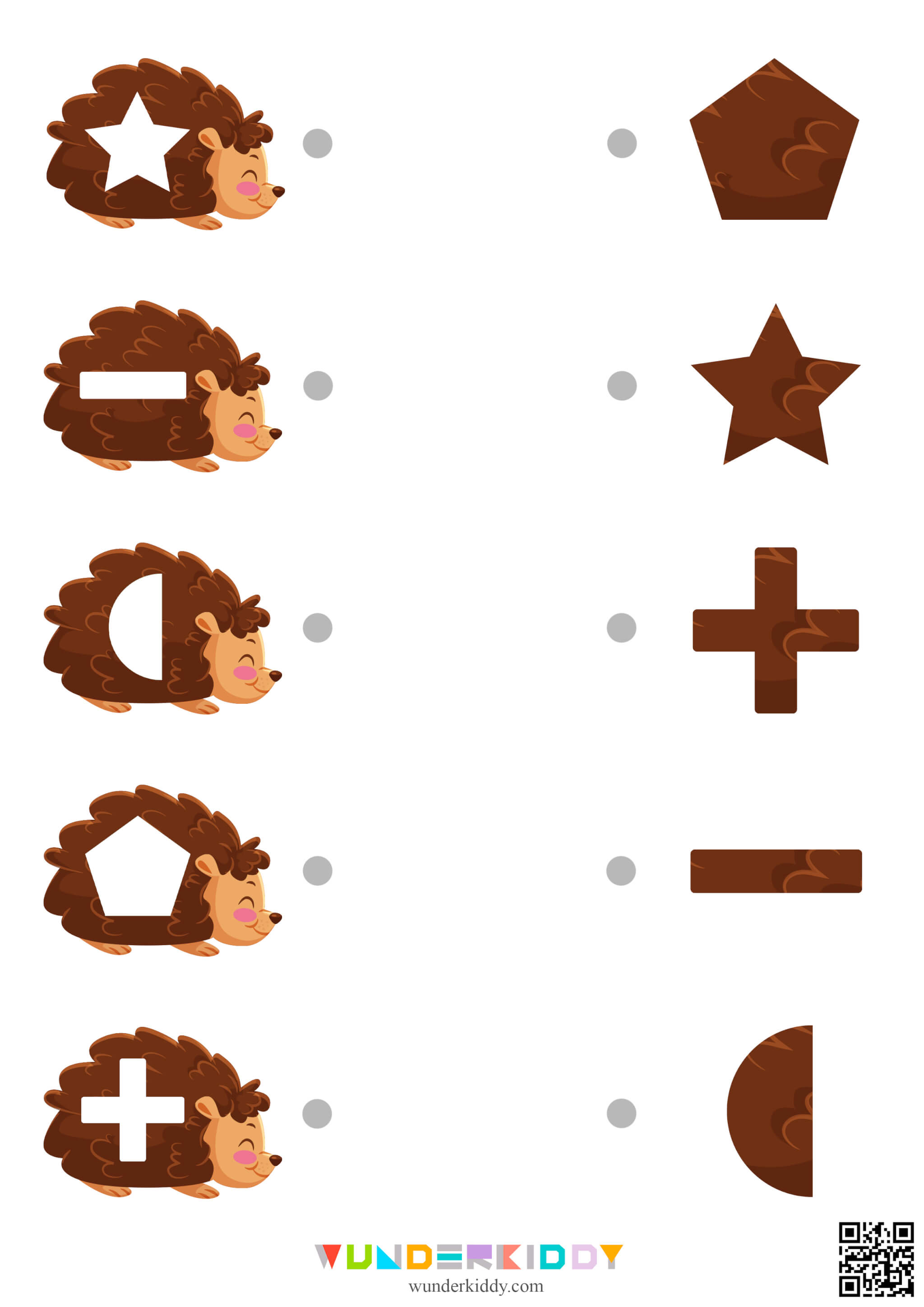 Hedgehog Geometric Shapes Worksheets - Image 5