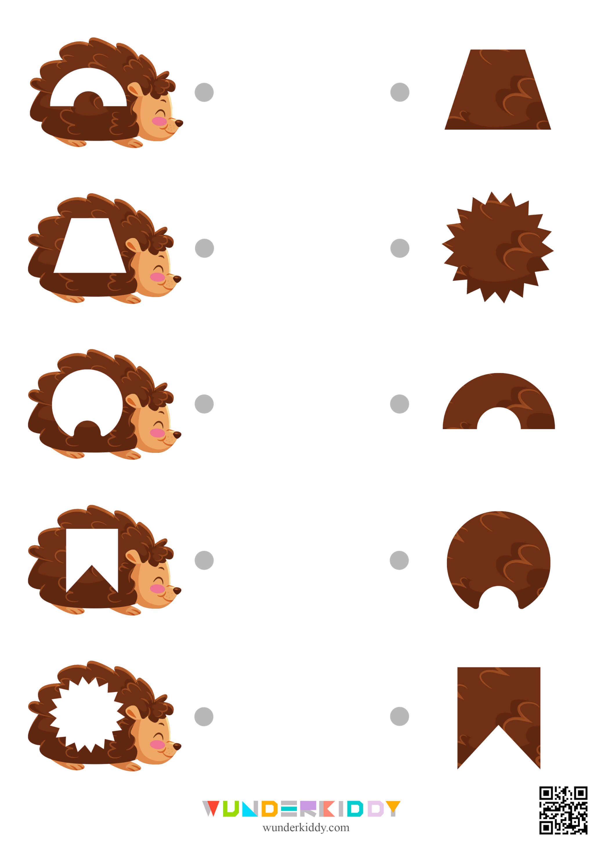 Hedgehog Geometric Shapes Worksheets - Image 6