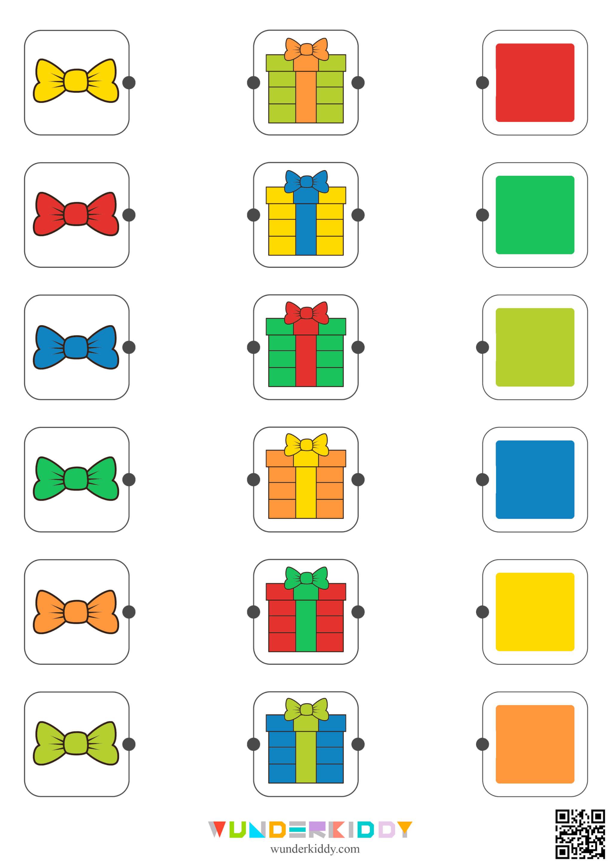 Jeu d'association de couleurs de Noël – Nœuds de cadeau - Image 2