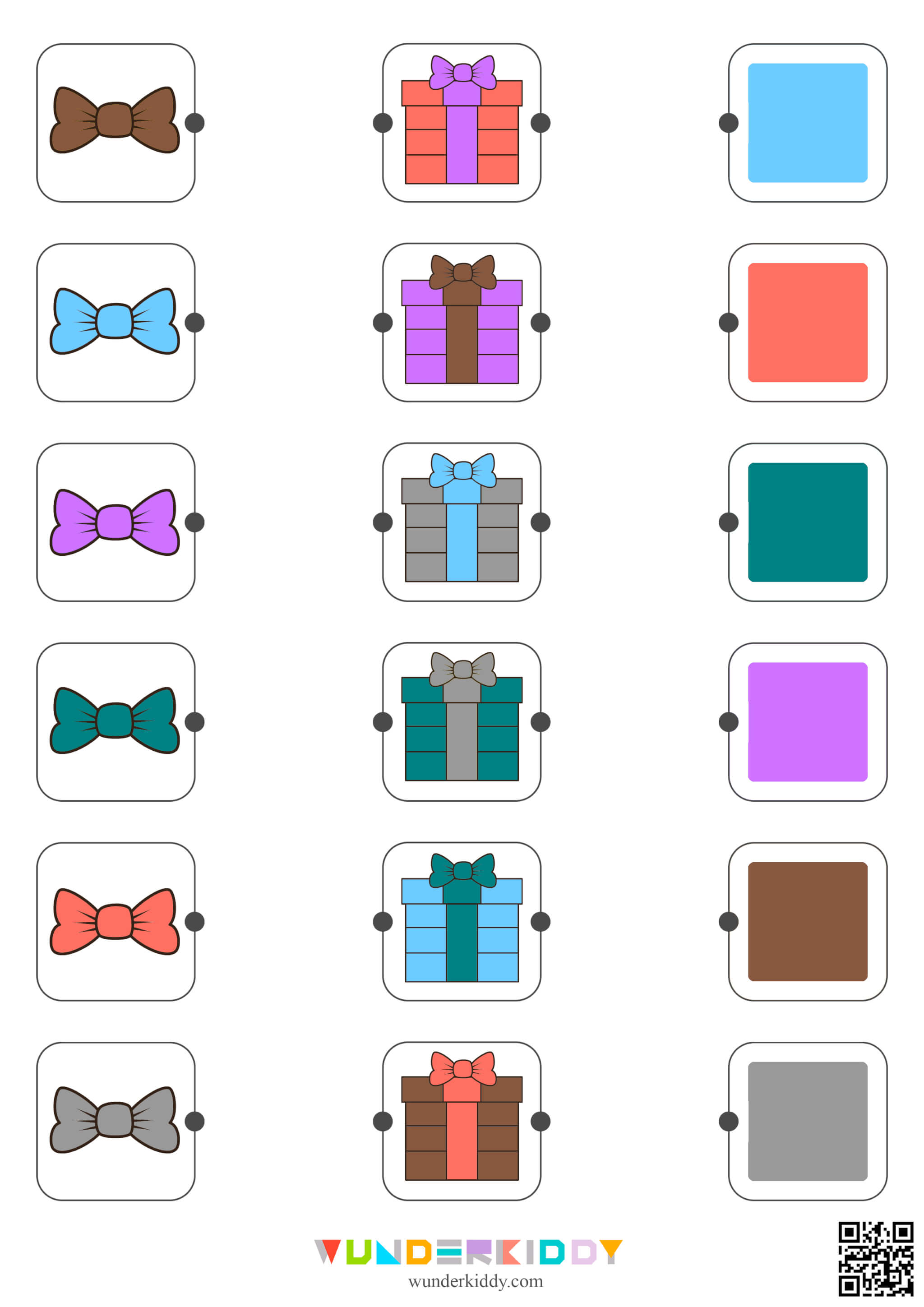 Jeu d'association de couleurs de Noël – Nœuds de cadeau - Image 3