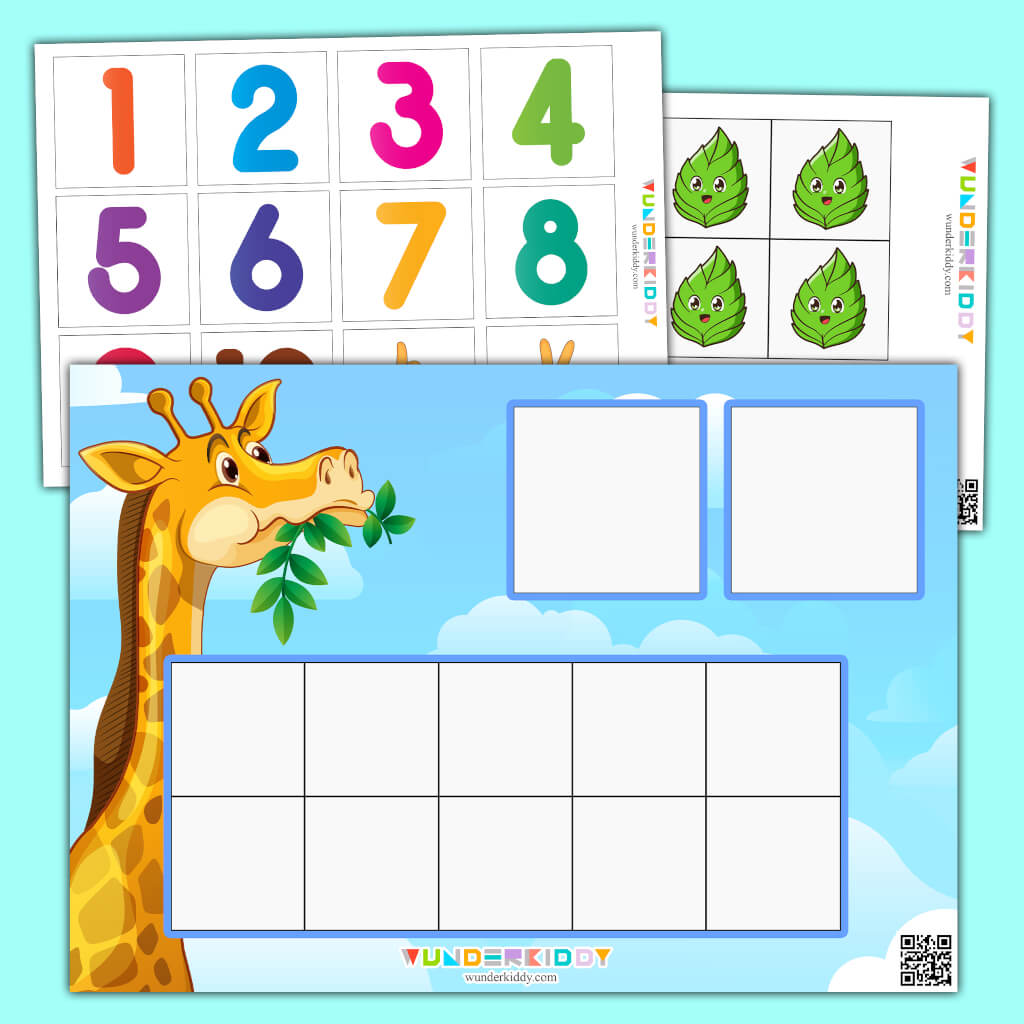 Giraffe - mathematische Vorschulaktivität zum Zählen bis 10