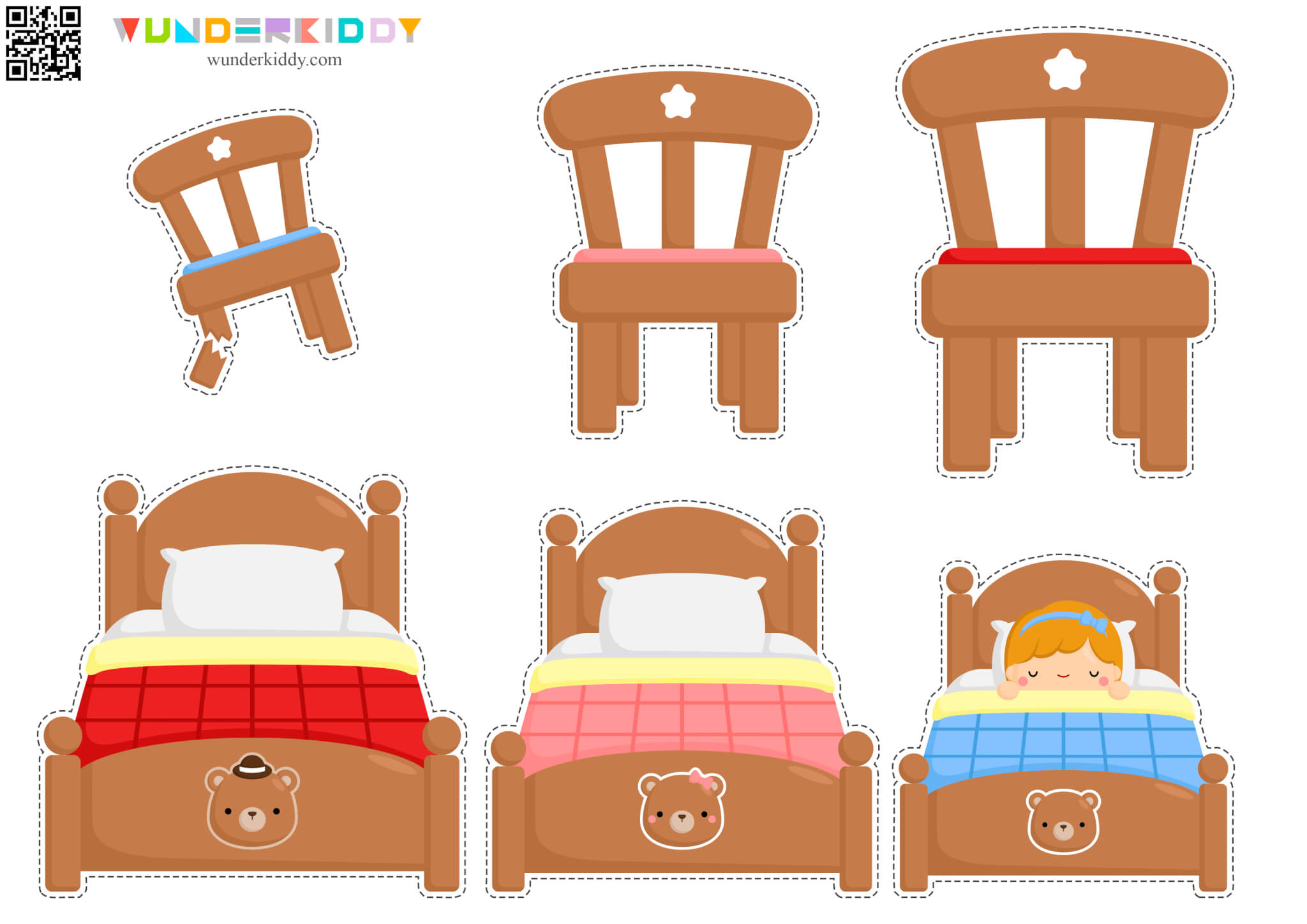 Goldilocks And The Three Bears Bed Cut Outs Cut Outs Bed