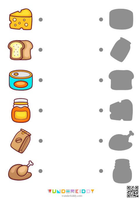 Робочі аркуші «Знайди тінь: Продукти» - Зображення 3