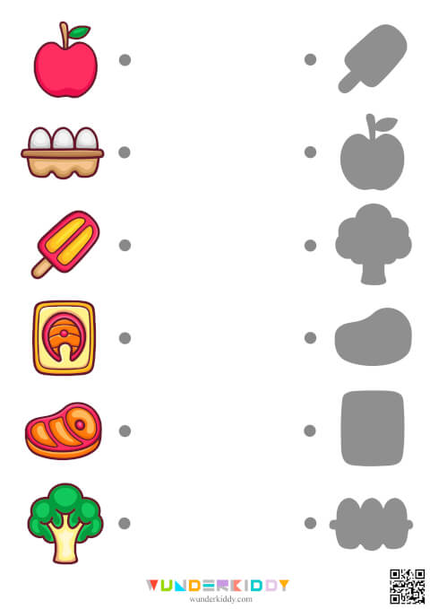 Робочі аркуші «Знайди тінь: Продукти» - Зображення 4