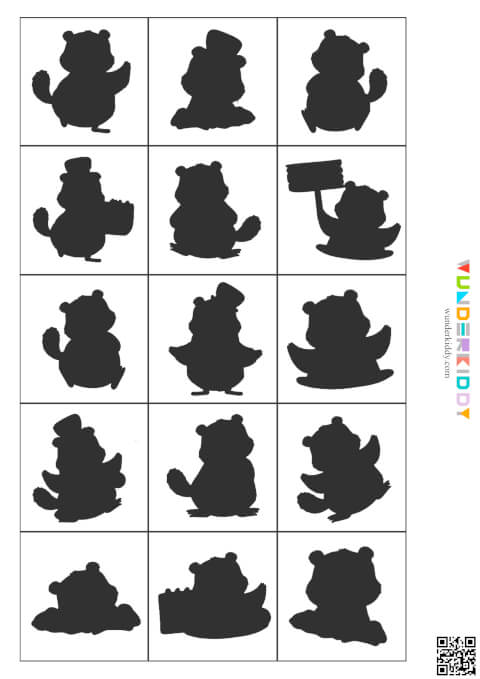 Printable Groundhog Day Shadow Matching Activity for Kindergarten
