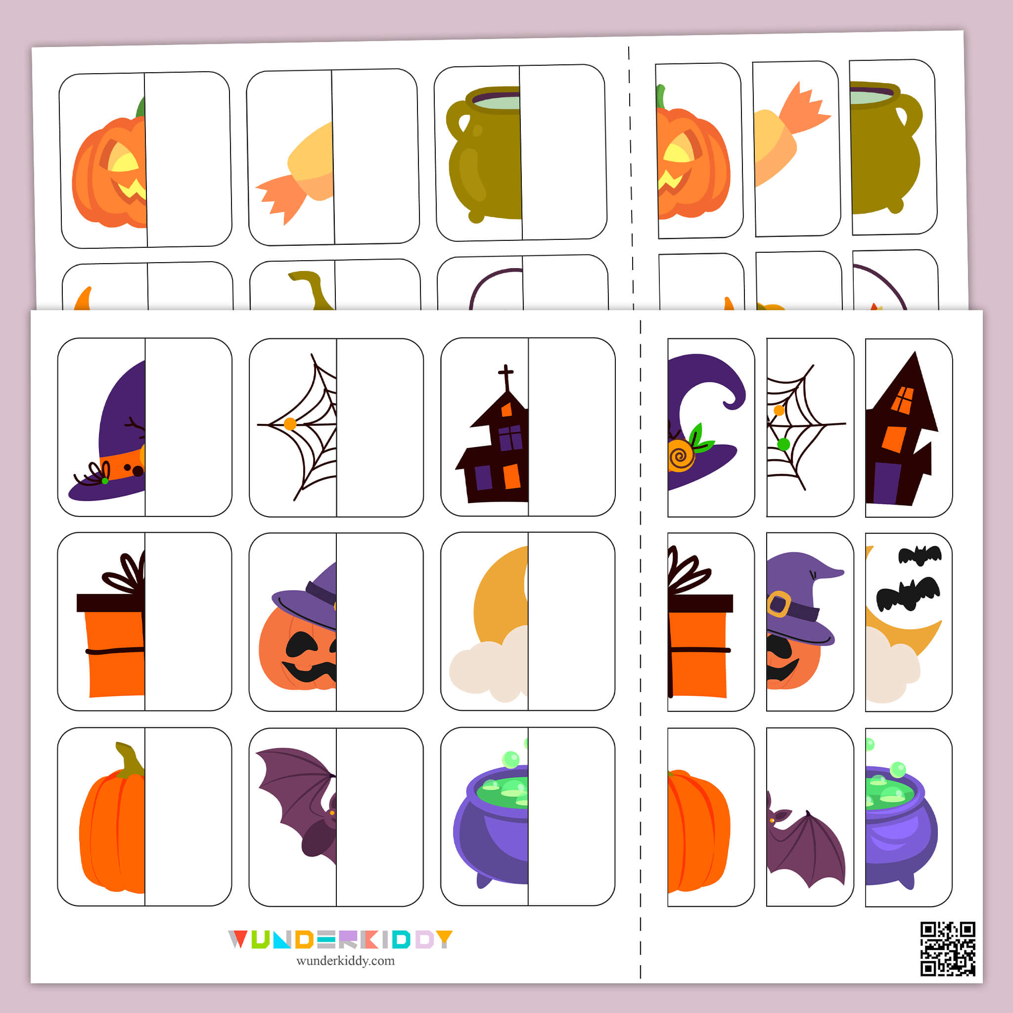 Halloween Picture Matching Halves Cards