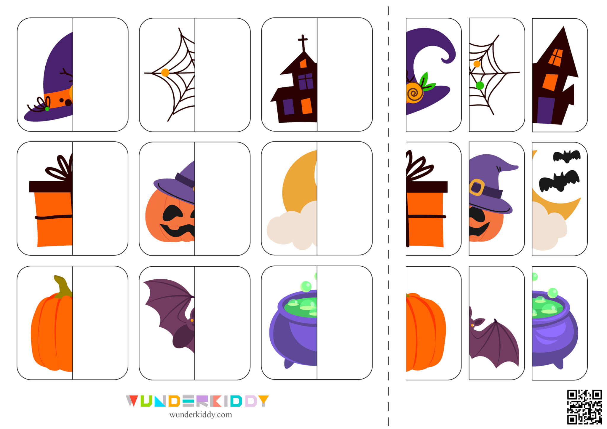 Halloween Picture Matching Halves Cards - Image 2