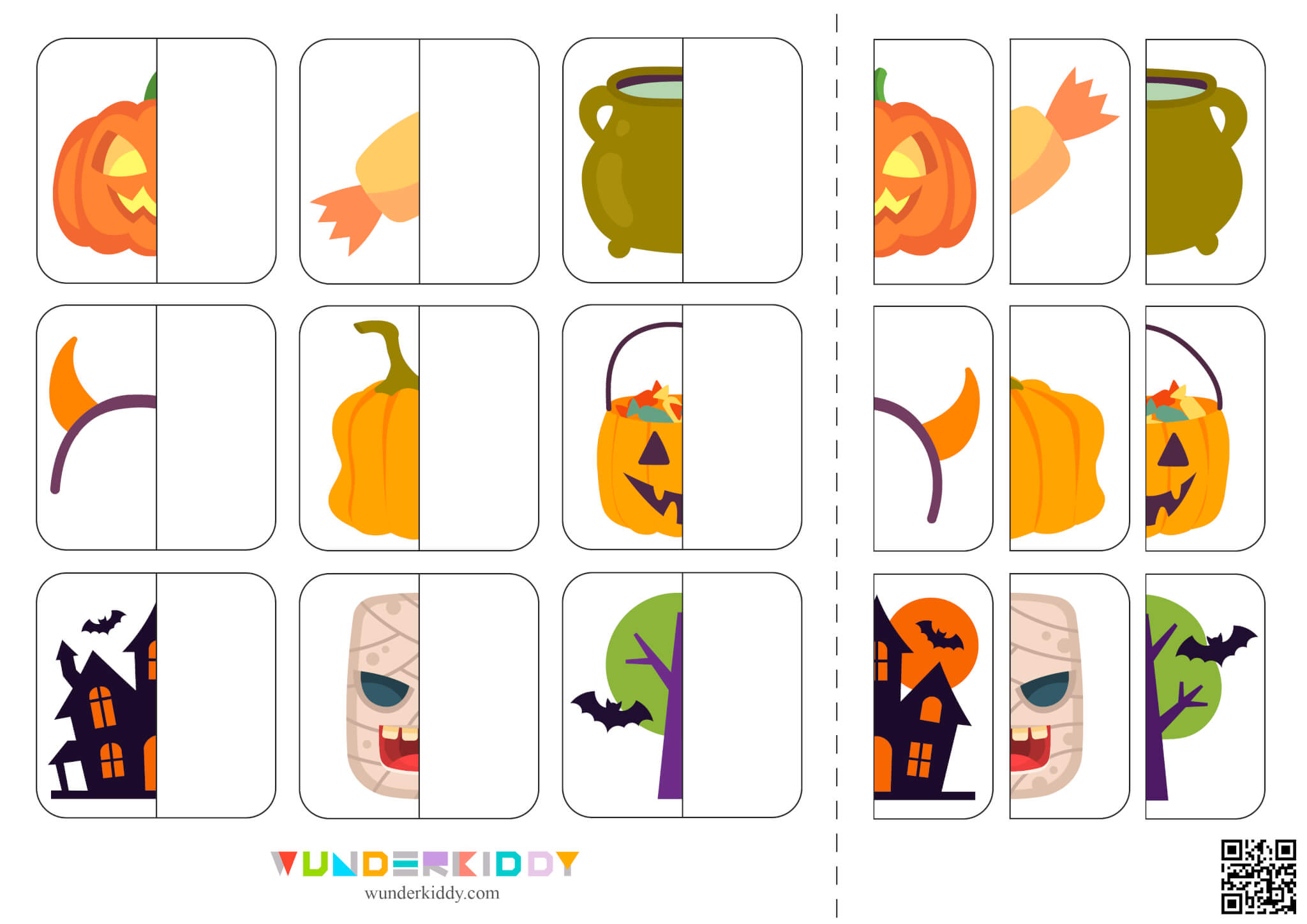 Halloween Picture Matching Halves Cards - Image 3