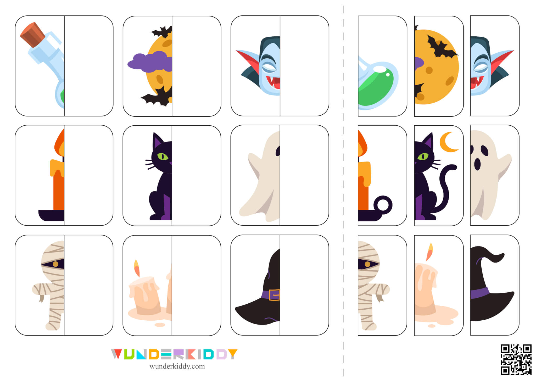 Halloween Picture Matching Halves Cards - Image 4