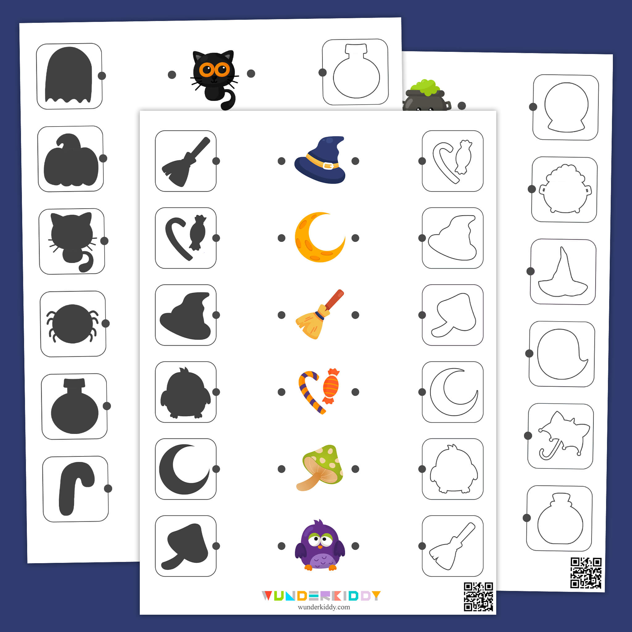 Halloween Shadow and Outline Matching Worksheets