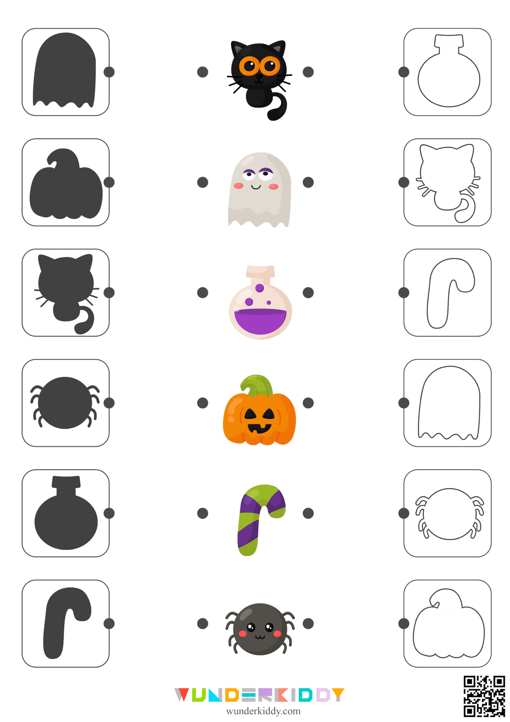 Halloween Shadow and Outline Matching Worksheets - Image 2