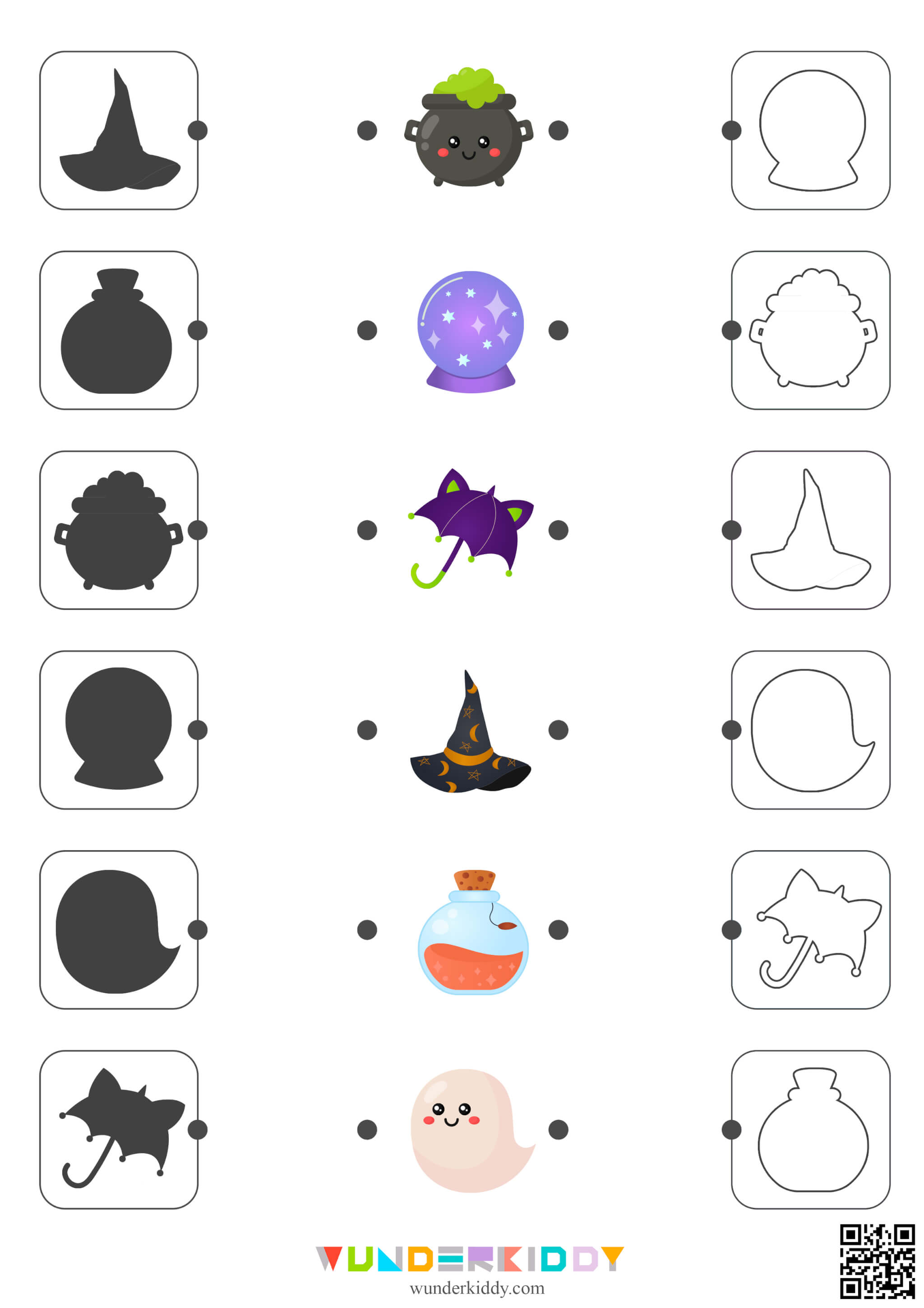 Halloween Shadow and Outline Matching Worksheets - Image 3