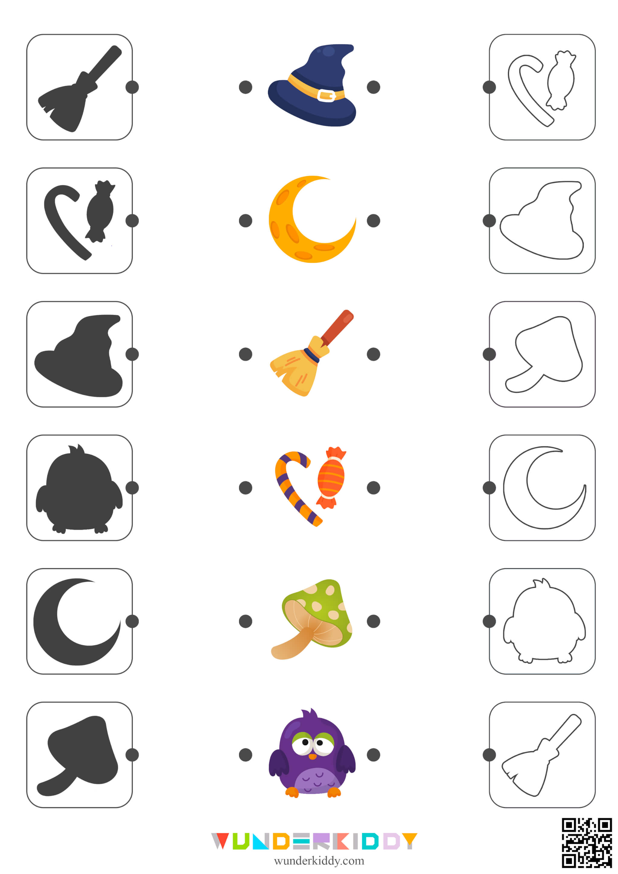 Halloween Shadow and Outline Matching Worksheets - Image 4