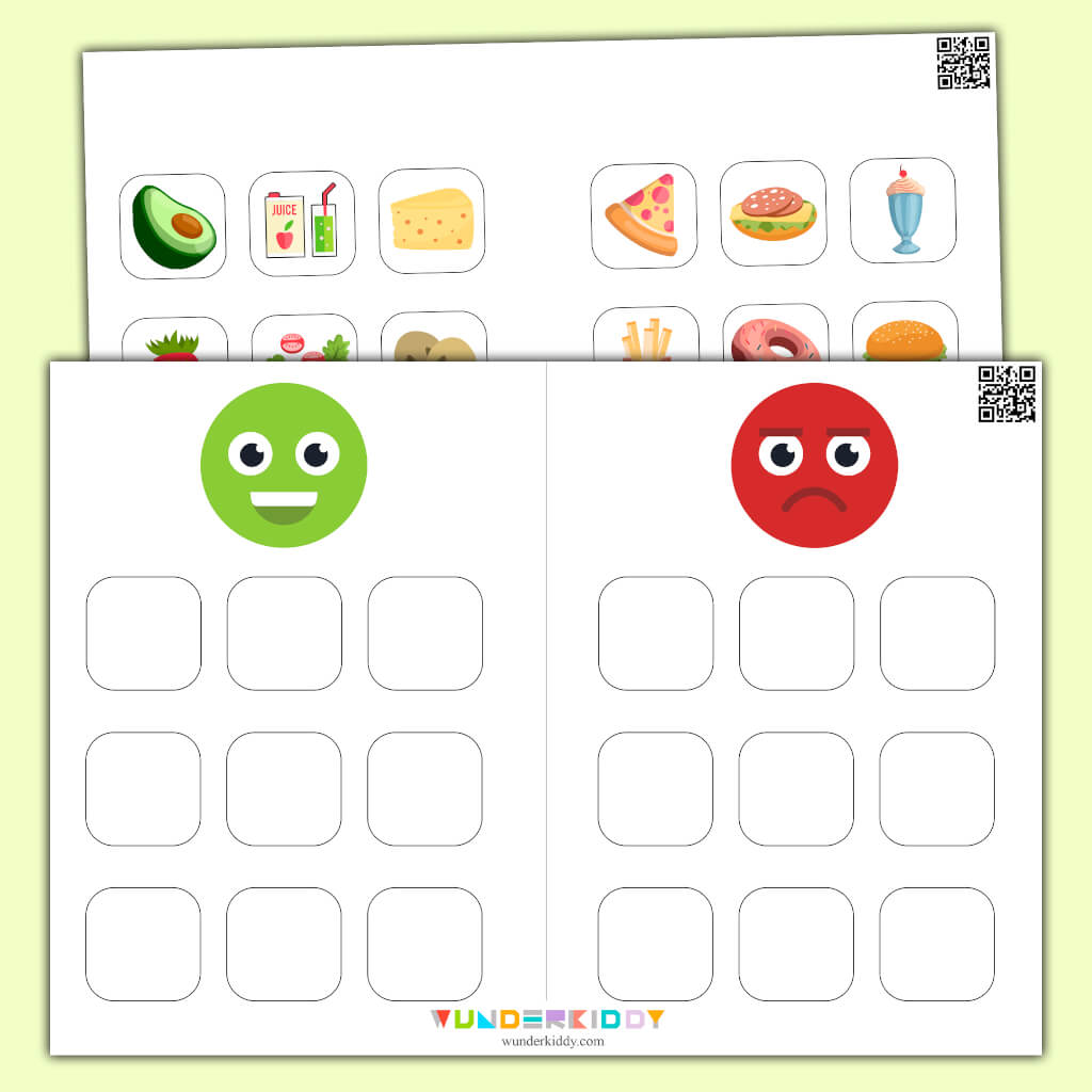 Healthy And Unhealthy Food Activities For Kids Free Printable Templates