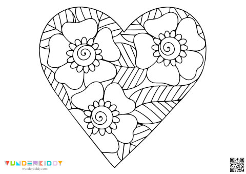 Feuilles de coloriage « Cœur » pour les enfants - Image 8
