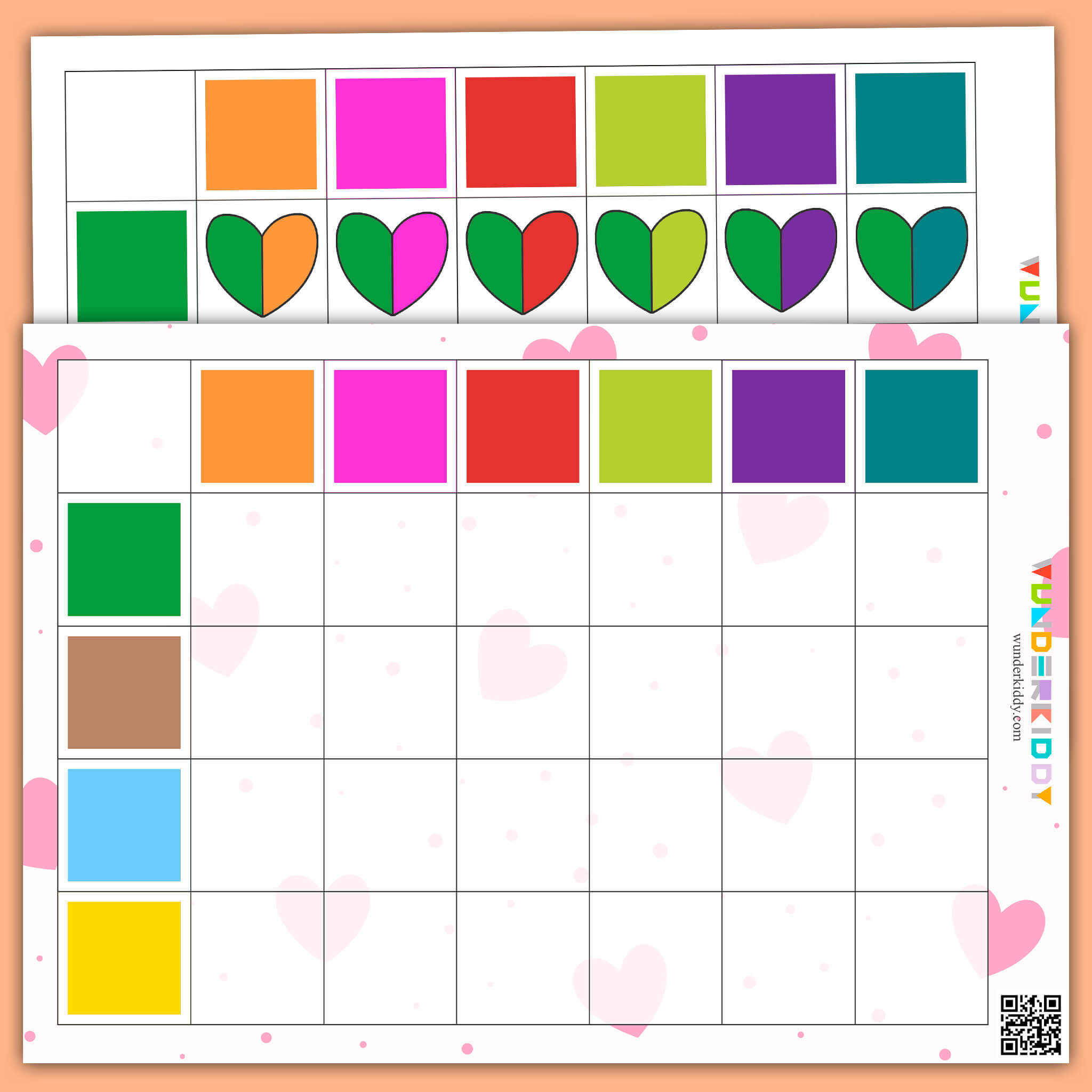 Heart Color Matching Worksheet