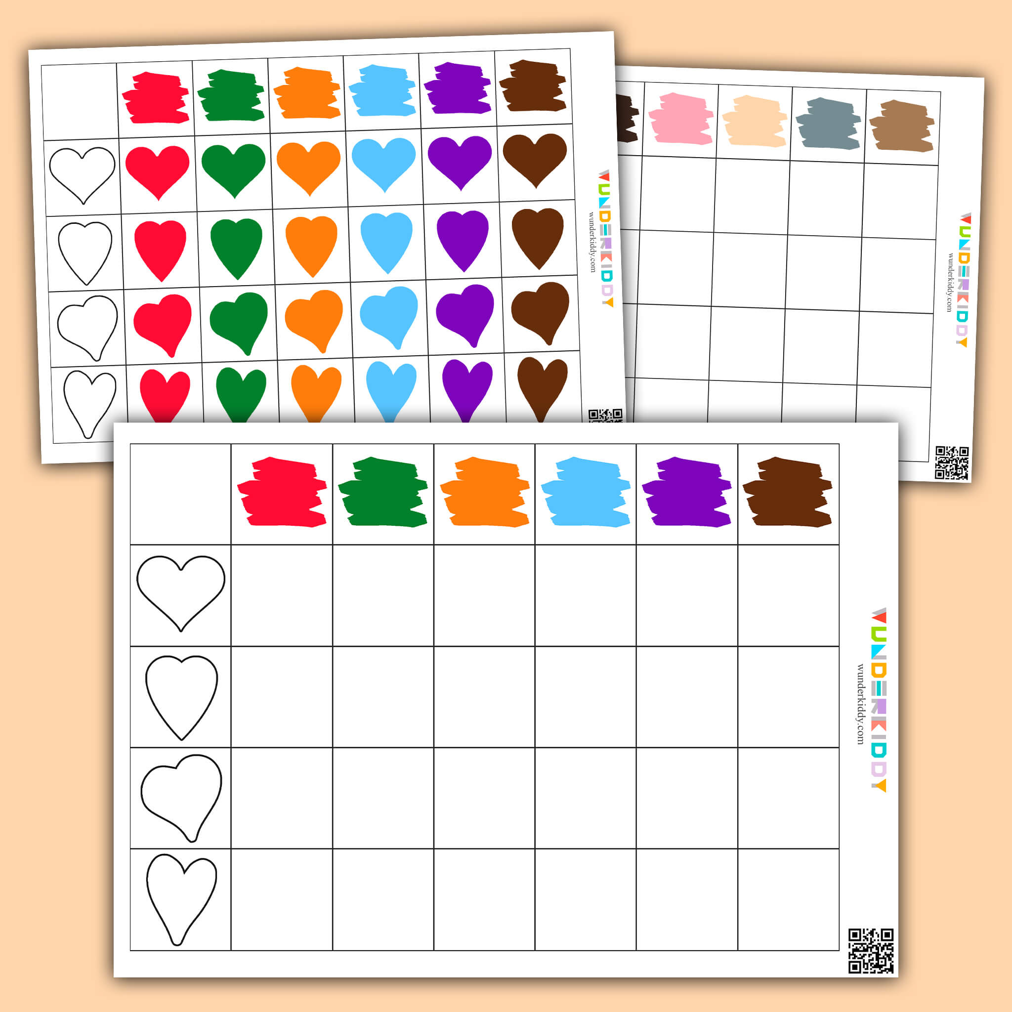 Печатная игра на логику «Разноцветные сердечки»
