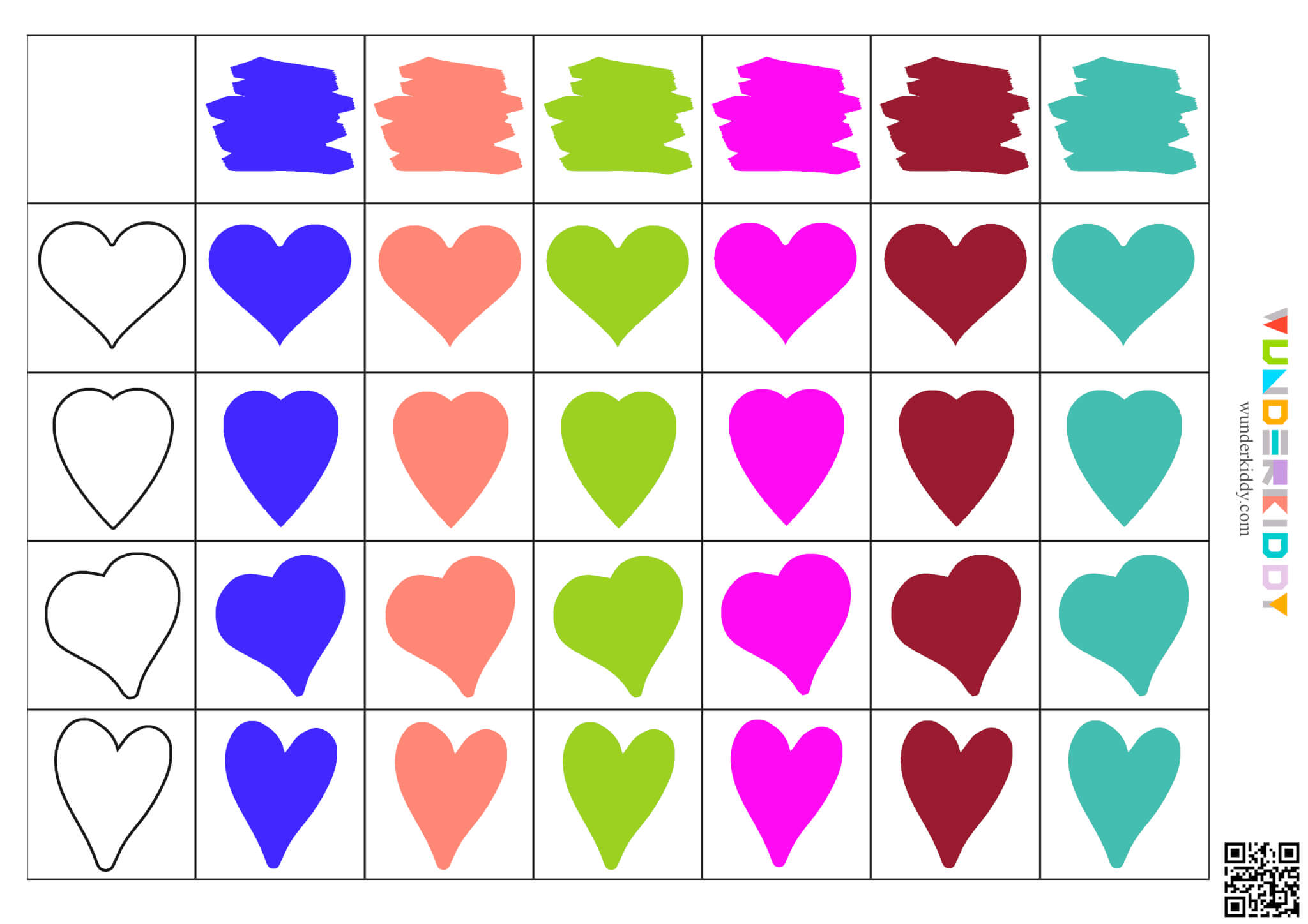 Печатная игра на логику «Разноцветные сердечки» - Изображение 5