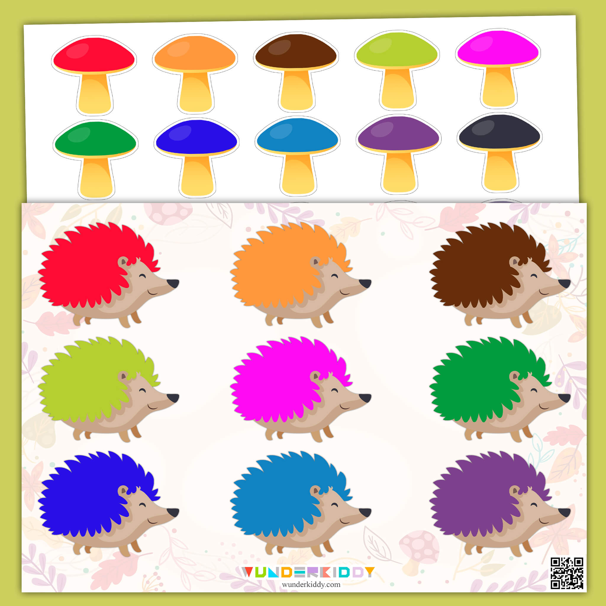 Hedgehog Color Matching Activity