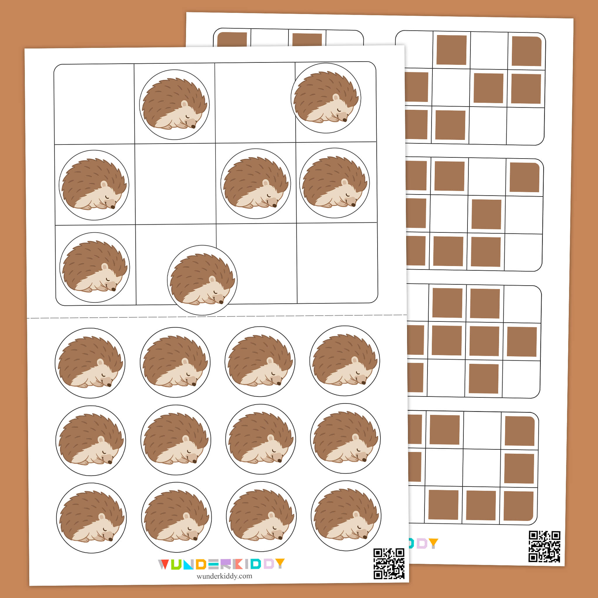 Fall Hedgehog Grid Matching Game