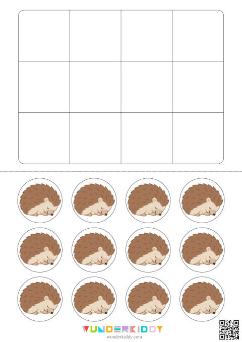 Fall Hedgehog Grid Matching Game - Image 2