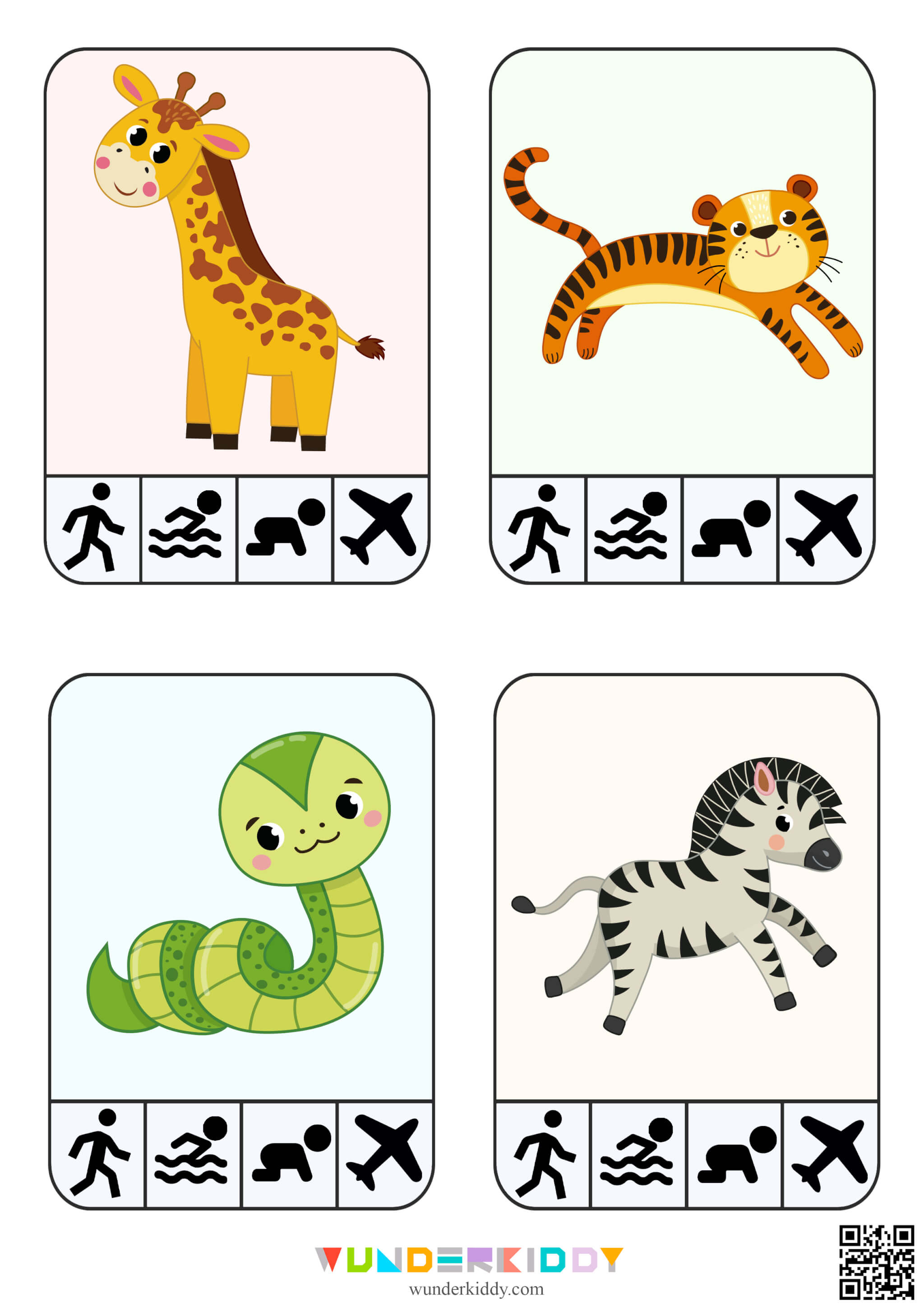 Printable How Animals Move Worksheet for Kindergarten