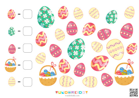 Printable How Many Easter Eggs Math Preschool Worksheet