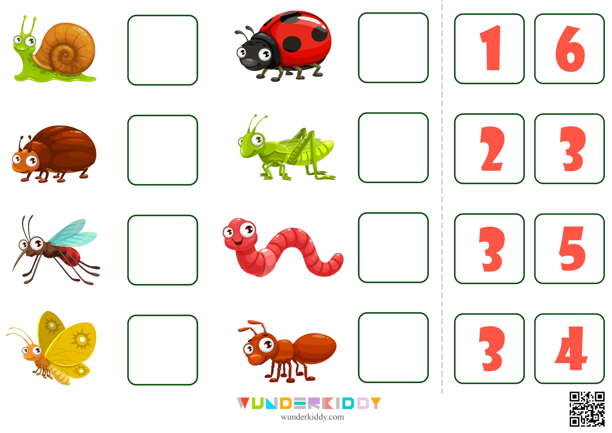 Preschool Worksheet for Counting Practice How Many Insects Are There?