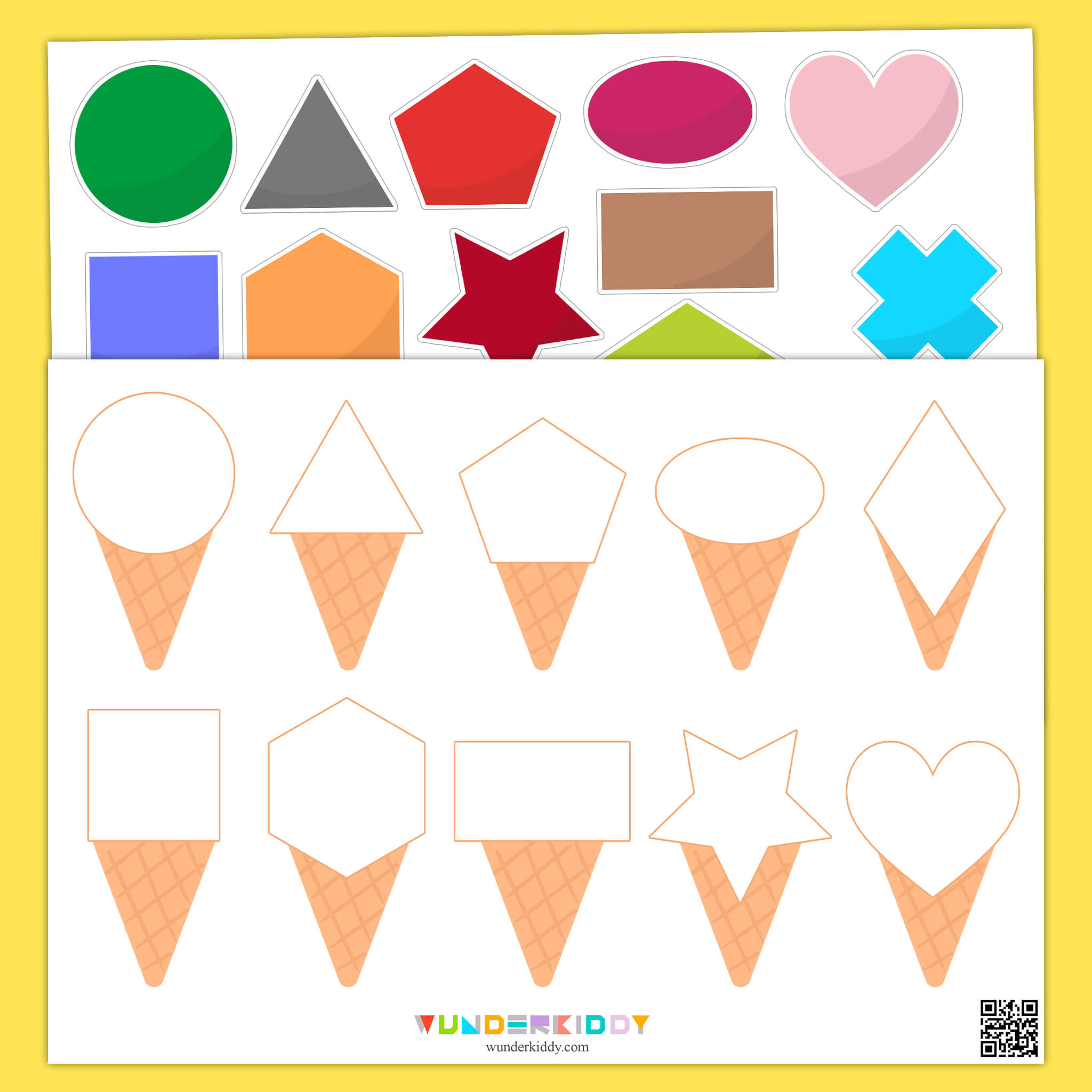 Summer Learning Activity: Match the Shapes Ice Cream