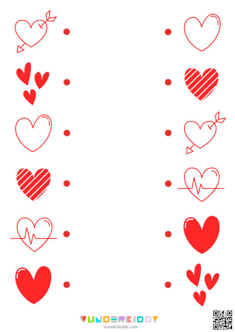Робочі аркуші «З'єднай однакові серця» - Зображення 4