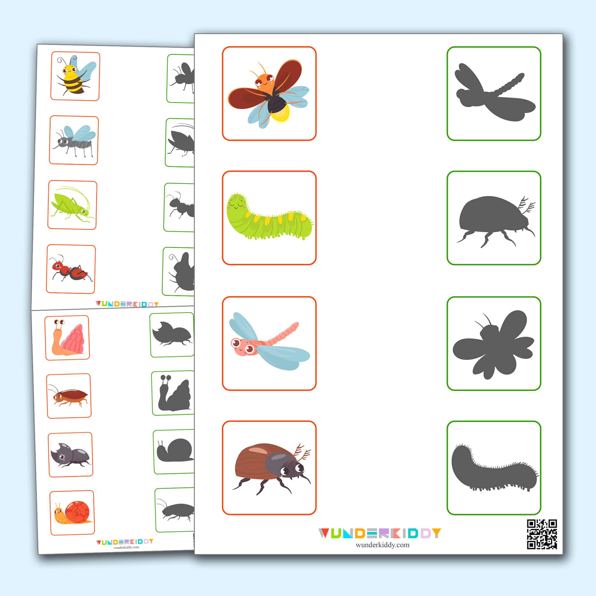 Fun Shadow Matching Game Insect Silhouettes