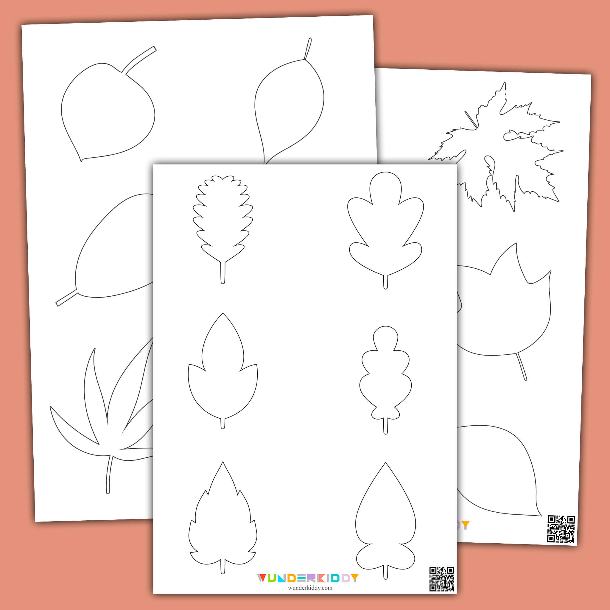 Шаблоны и раскраски «Осенние листья»