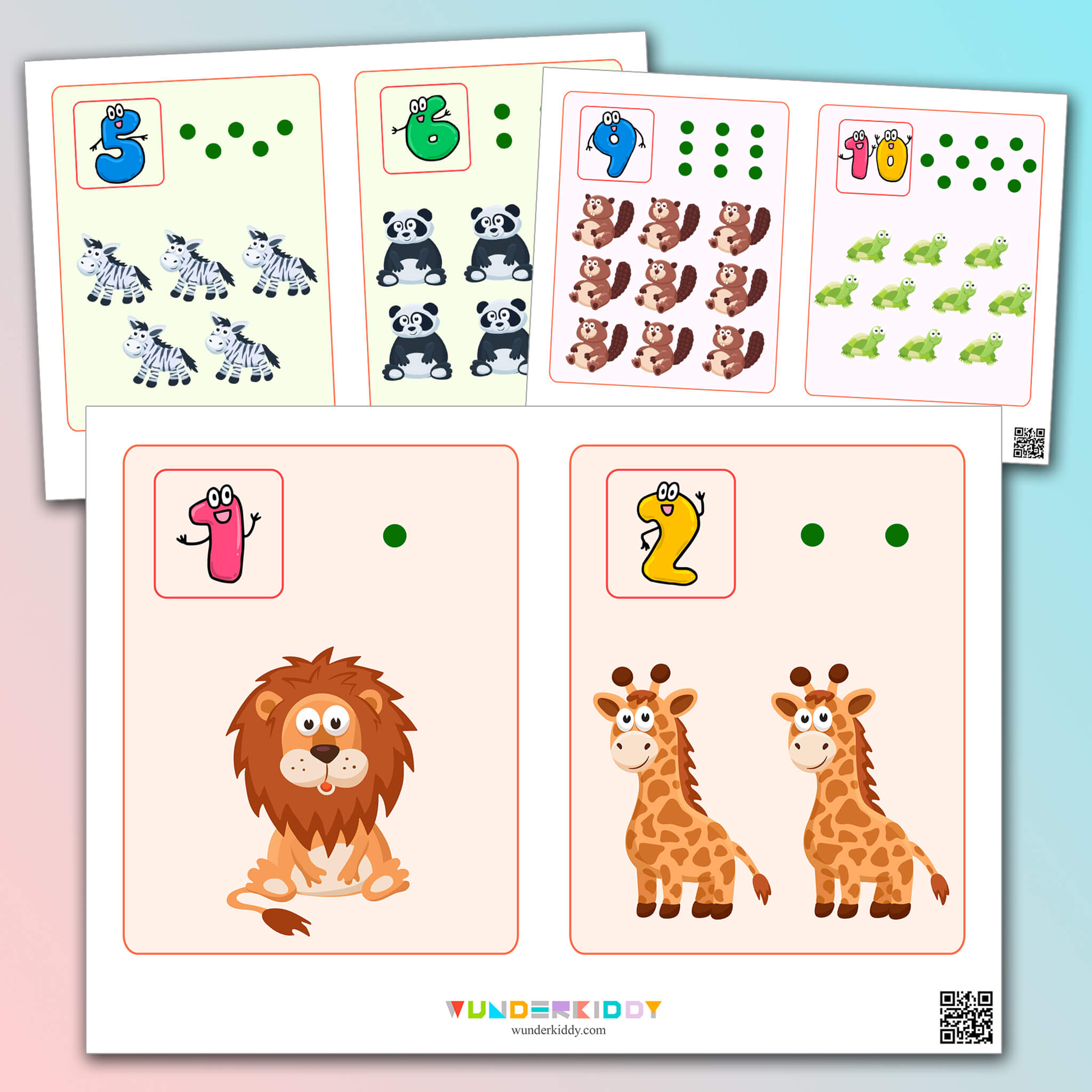 Counting Flashcards 1-10 For Learning Numbers