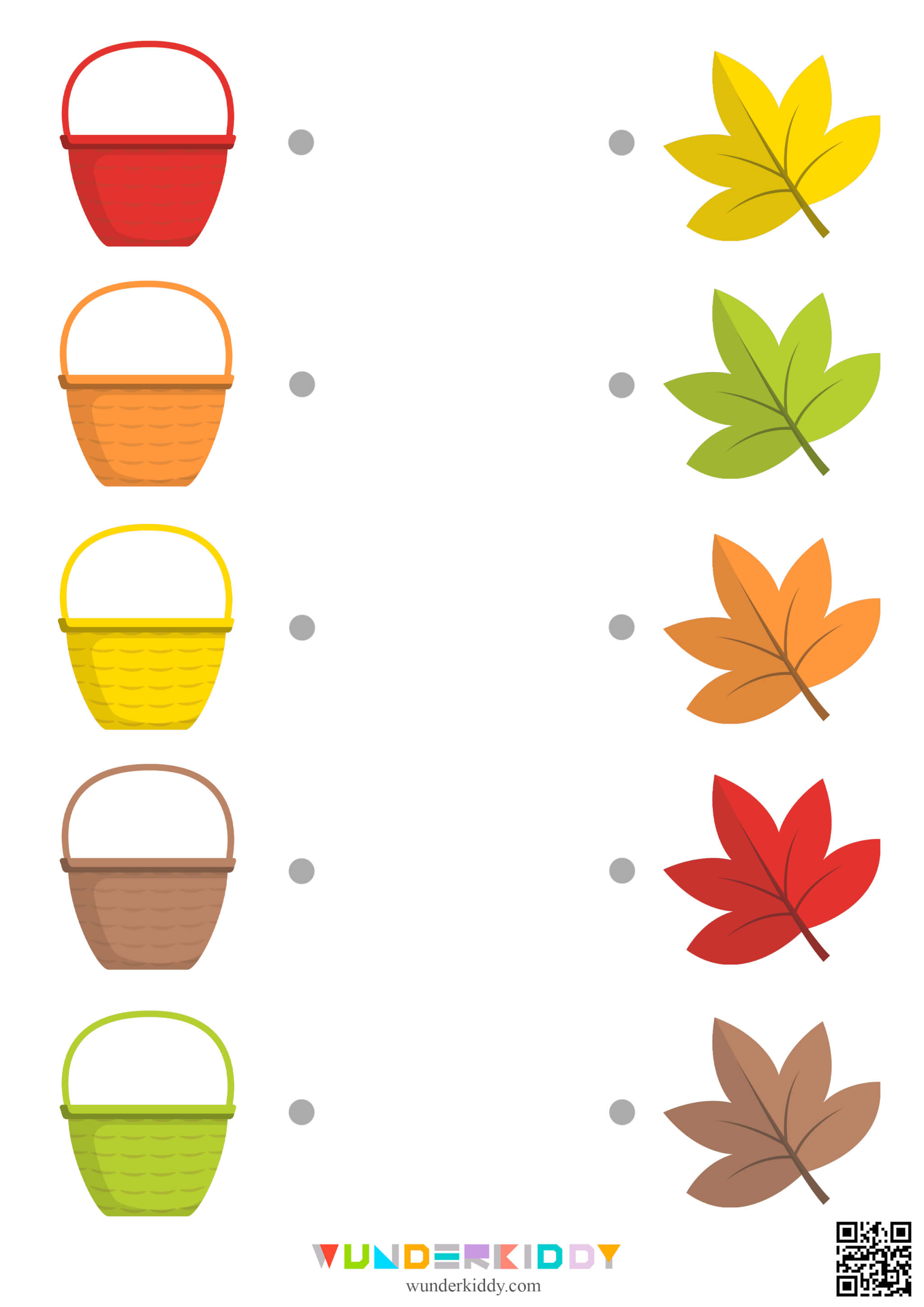 Juego de otoño para emparejar hojas y canastas - Imagen 2