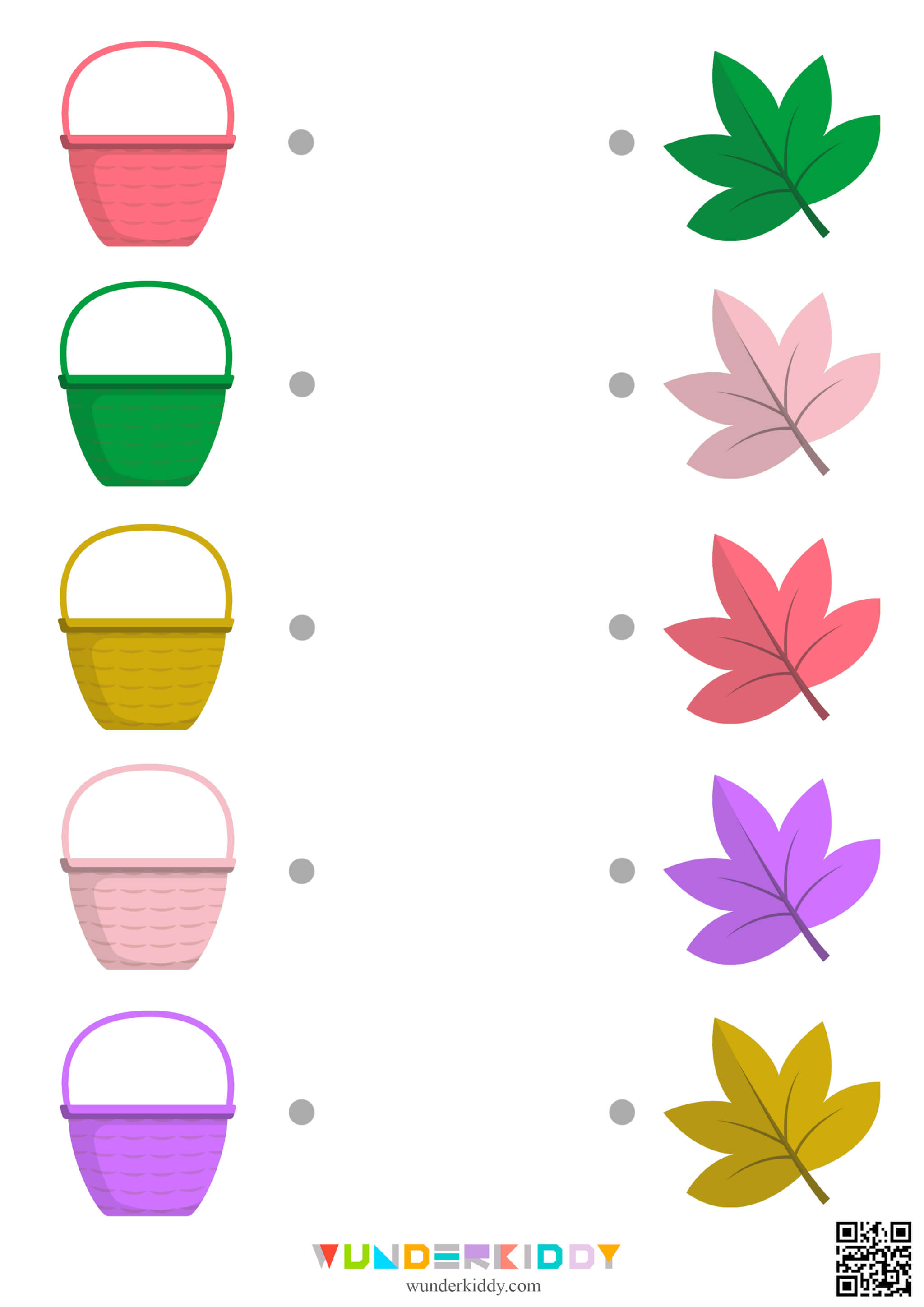 Juego de otoño para emparejar hojas y canastas - Imagen 3