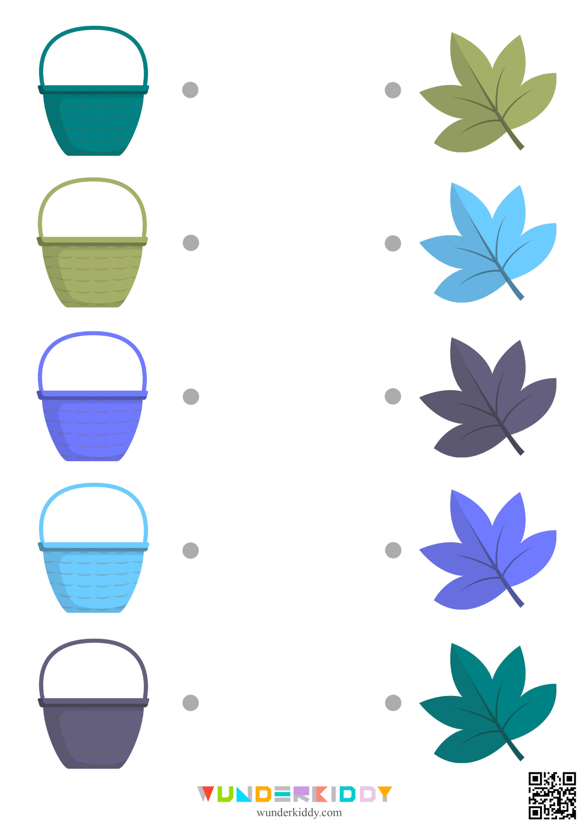 Juego de otoño para emparejar hojas y canastas - Imagen 4
