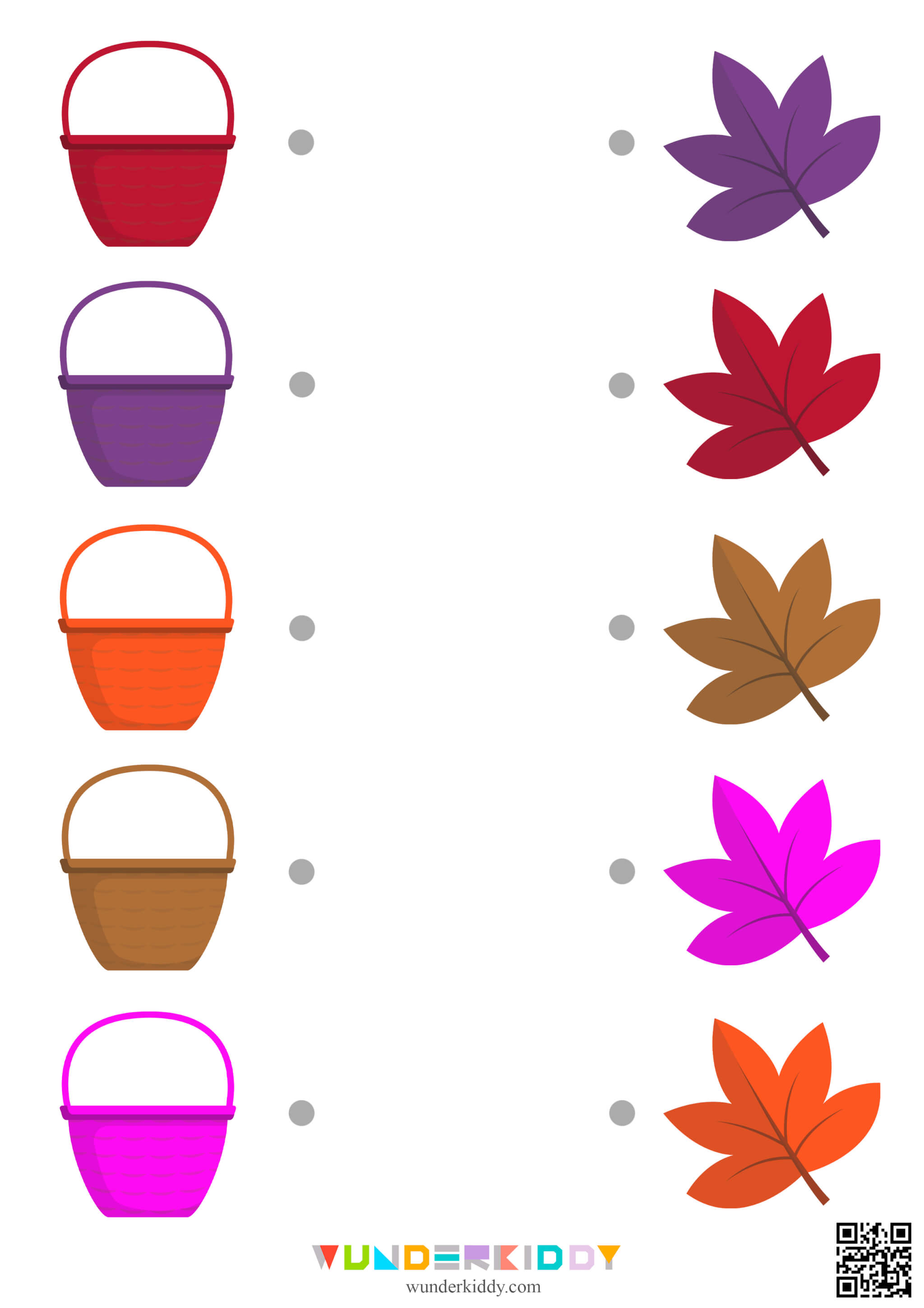 Juego de otoño para emparejar hojas y canastas - Imagen 5