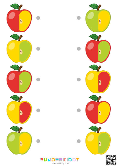Magic Apples Two Color Match Worksheets - Image 2