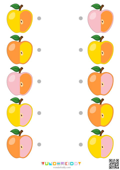 Magic Apples Two Color Match Worksheets - Image 3