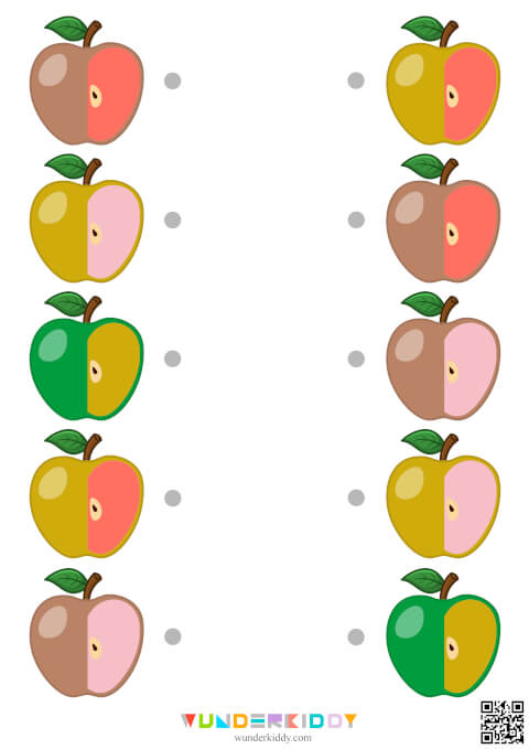 Magic Apples Two Color Match Worksheets - Image 4