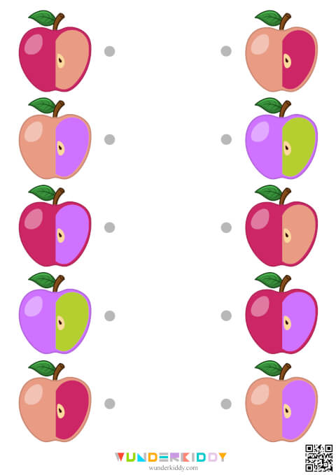 Magic Apples Two Color Match Worksheets - Image 5