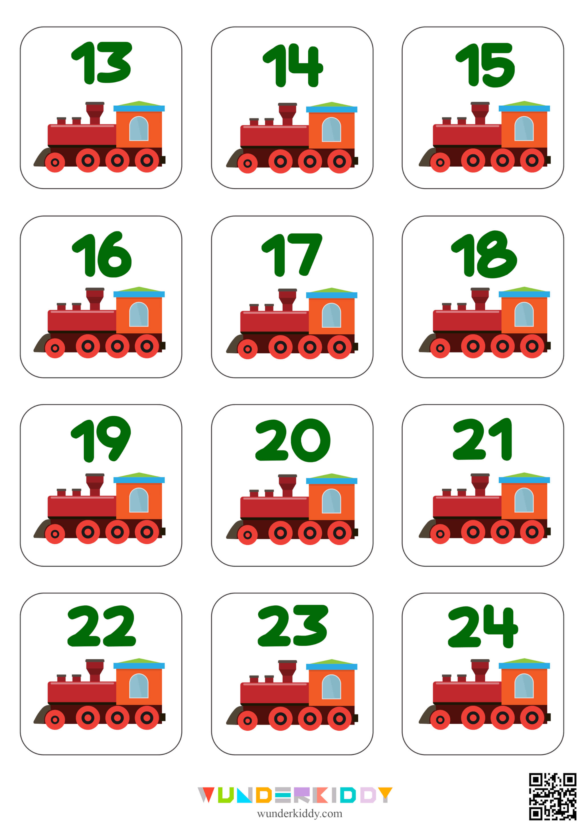 Printable Number Train Counting 1 20 Activity For Preschoolers